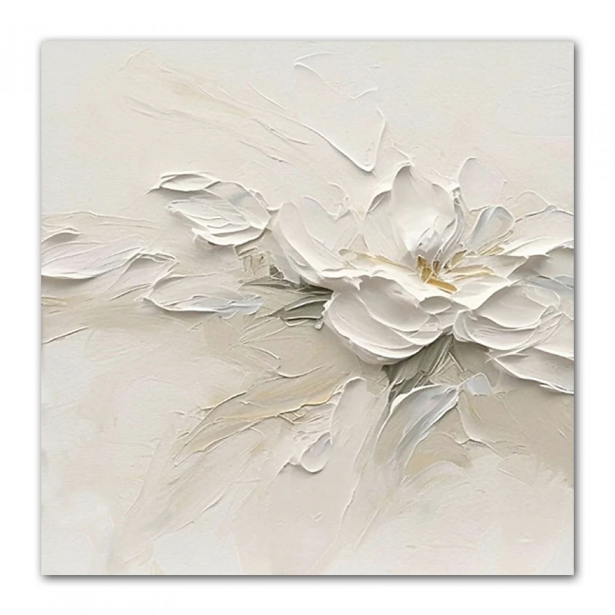 Abstract Embossed White Flower 3d Heavy Textured Partial Oil Painting